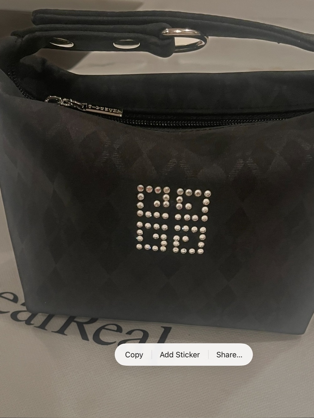 Givenchy Black Pochette Bag with Rhinestone Logo